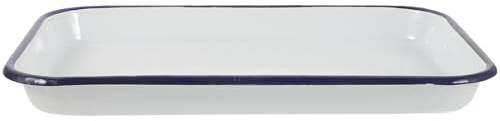 Artibetter Enamel Baking Tray Rectangular Roasting Tin 12.20 X 8.27 X 1.18 in Non-Stick Oven Pan for Pizza Crepes Breads Cakes Cookies Vegetables Kitchen Use