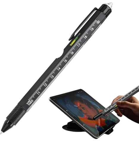Multi Tool Pen | 9 in 1 Multifunction Pocket Tool with LED Light - DIY Pen with Screwdriver, Level, Ruler and Bottle Opener - For Father, Boyfriend, Husband, N