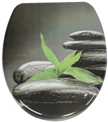 SINOBATH Abattant WC design avec motif, fermeture en douceur, Duroplast, montage facile, dégagement rapide, résistant aux UV