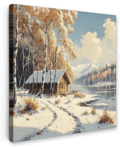OnlyWow© Outdoor Poster 90x90 cm Gartendeko Wetterfest Wanddeko Terrasse Leinwandbilder Aesthetic Deko Außenbereich Wandbilder Modern Draußen Winter - Schnee - Zuhause - Natur