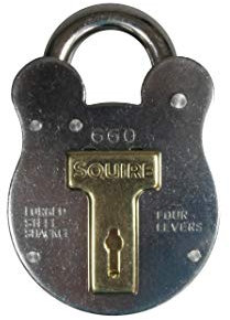 Henry Squire Old English - Lucchetto a 4 leve, in acciaio zincato, misura grande