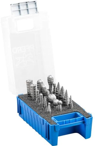 PFERD HSS-Frässtift-Set, 18-teilig, Zahnung 3, Schaft-ø 6 mm, 22900833 – für die Zerspanung von Stahl, Stahlguss und Gusseisen