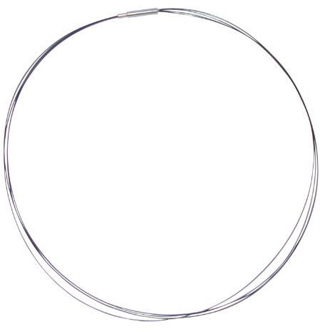 Halsreif Kunststoff schwarz 4-reihig in 42 und 45 cm Länge mit dünnem 2,2 mm Drehverschluss passend für gebohrte Edelsteine mit 2,5 mm Bohrung (42 cm)