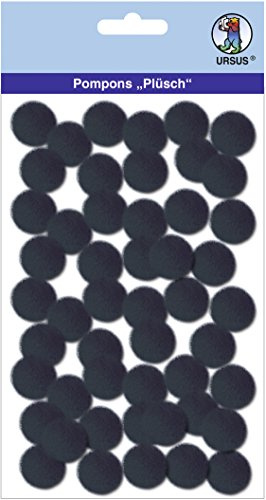 Ursus® 50 Pompons Plüsch schwarz 20mmØ
