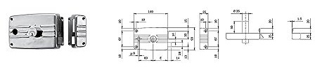 ISEO 482604 Schloss anzuwenden verzinkt Eisen Flip Eingang SX 60 mm Tür Riegel 3 Umdrehungen Schnapper separates 3 Schlüssel