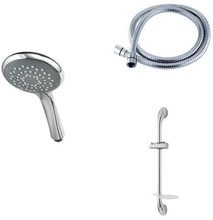 Triton 5-Setting Shower Head with 1.5m Hose, Chrome Finish, Modern Round Showerhead, Wall Mounted, Includes Rail Kit, Holder, Soap Dish