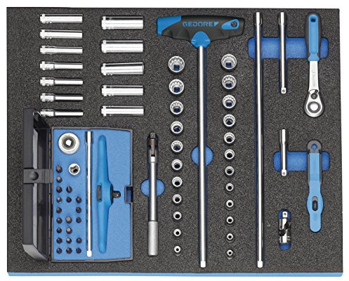 GEDORE Steckschlüssel-Sortiment 1/4' in Check-Tool-Modul, 67-tlg, 1 Stück, 2005 CT2-D 20