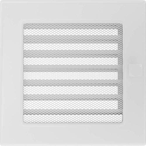 Rejilla de ventilación KRATKI Rejilla de Chimenea 17cm x 17cm Blanco con persianas