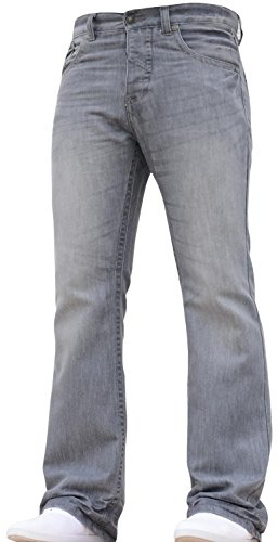 BNWT New Mens Bootcut Flared Big King Size Wide Leg Blue Denim Jeans All Waist Grey 40W X 34L