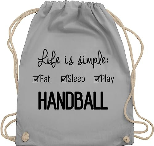 Turnbeutel Rucksack - WM 2023 Trikot Ersatz - Life is simple Handball - Unisize - Hellgrau - beutel handballbeutel handballer stoffturnbeutel kinderturnbeutel hanball sportbeutel tasche halbball