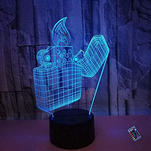 Optische Täuschung 3D Feuerzeug Nacht Licht 16 Farben Andern Sich Fernbedienung USB-Strom Touch Schalter Dekor Lampe LED Lampe Tisch Kinder Brithday weihnachten Geschenk
