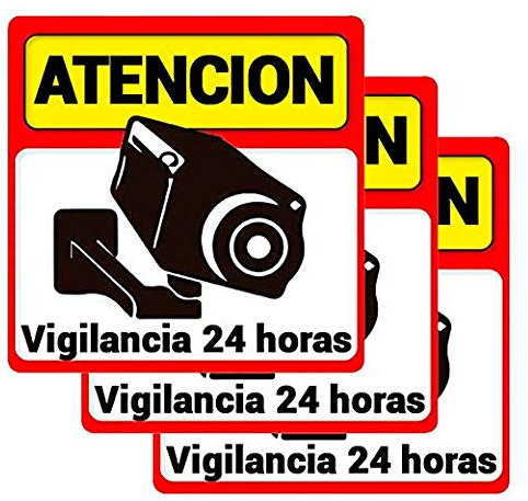 Pack 3 carteles rígidos alarma atención vigilancia 24 horas Kit varios carteles alarma cámara de vigilancia Cartel rígido disuasorio seguridad vigilancia
