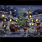 Snowtime Battery Operated Fibre Optic LED 40x30cm Santa & Village Canvas