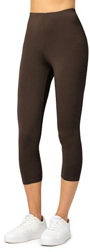 Merry Style Damen Leggings 3/4 Capri Leggings aus Viskose MS10-144 (Braun, L)