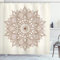 ABAKUHAUS Retro Duschvorhang, Blumen-Spitze, Stoffliches Gewebe Badezimmerdekorationsset mit Haken, 175 x 200 cm, Braun Elfenbein