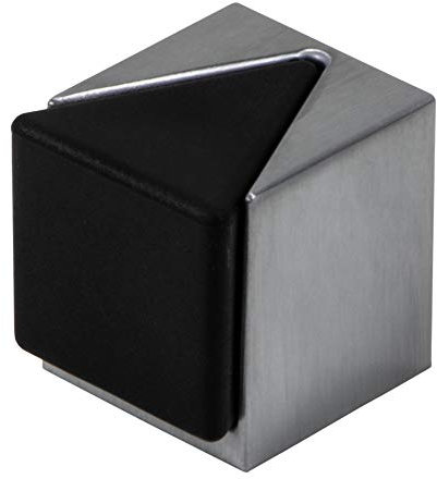 Gedotec Boden-Türpuffer Edelstahl Türstopper eckig - KIRA | Gummi-Puffer für Boden-Montage | Anschlagpuffer Metall zum Schauben oder Kleben | 1 Stück - Design Stopper silber mit Befestigungsmaterial