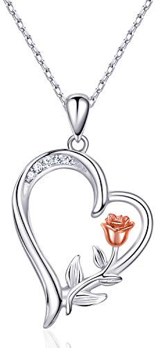 NINAMAID Kette Damen Herz Halskette für Frauen Schmuck Kette Silber 925 Damen Weihnachten Geschenk für Mama Sie Frau Valentinstag/Hochzeitstag/Geburtstag