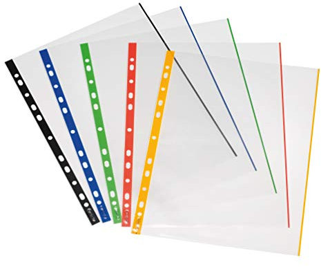 Herlitz 10914414 Prospekthülle A4 glasklar mit farbigem Rand 400er Packung, 0,07 mm