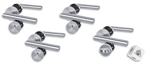 Lager 17 Edelstahl Türbeschlag 4er Set, Rosettengarnitur für 3 x Zimmertüren und 1 x WC/Badtüre, Türklinke Türgriff Türbeschlag