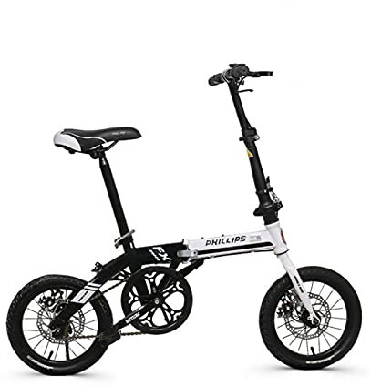 14 Zoll Faltrad, Damen Single Speed ​​Scheibenbremse Fahrrad mit Korb, Getränkehalter, für Kinder Student Adult (Color : White)