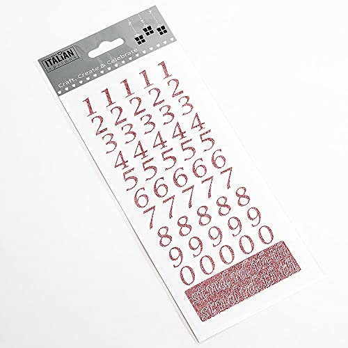 15mm Script Rose Pink Glitter Self Adhesive Sticker Numbers Craft Embellishment