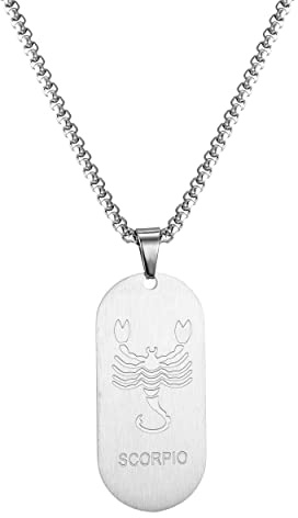 AFSTALR Gold/Silber/Schwarz Kette 12 Sternbilder Halskette Herren Tierkreis Kette Dog Tag Anhänger Konstellation Kette