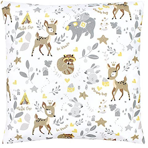 TupTam Kinder Kissenhülle Kissenbezug Dekorativ Gemustert Kinderzimmer, Farbe: Wilde Tiere, Größe: 80 x 80 cm