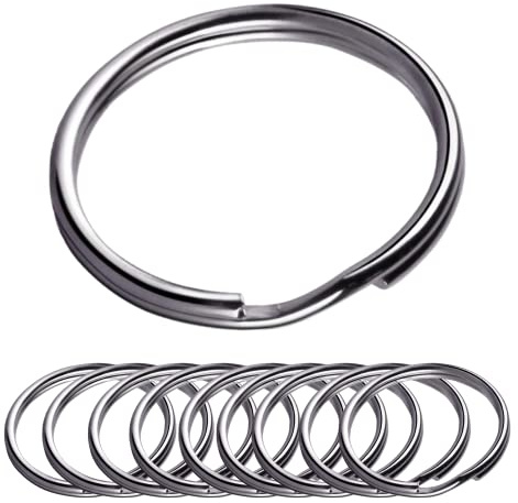 Schlüsselring, Edelstahl, 50 mm, geteilte Schlüsselringe, rund, flach, Schlüsselanhänger, für Auto, Zuhause, Schlüssel, Organisation, Kunst und Handwerk, Schlüsselbänder, 50 Stück