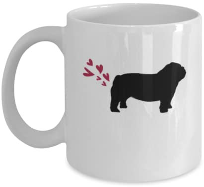 Tazza da caffè divertente Bulldog inglese cuore coda cane