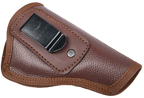 Leder-Pistolenholster Glock Holster für rechte Hand passend für Glock 19 Gen 3 26 27 42 48 S&W M&P Shield EZ für Männer und Frauen Western Style Clip Cover mit Zeitschriftenhalter (Braun IWB Right)