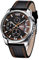 Herrenuhren Schwarzes Lederband Sport großes großes großes Gesicht Luxus Wasserdicht Leuchtend Mode Kleid Casual Analog Quarz Chronograph Vater Geschenke Armbanduhr SKMEI, Orangene Uhrzeiger
