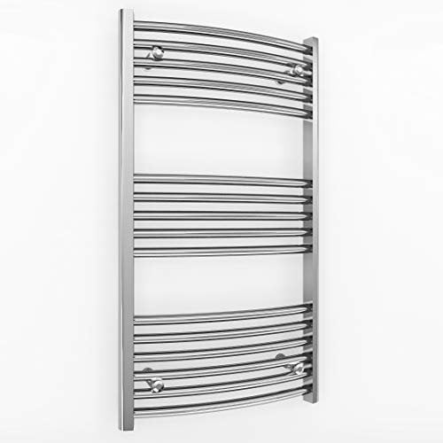 550mm Wide Curved Chrome Heated Bathroom Towel Rail Radiator For Central Heating UK (550 x 900 mm (h))