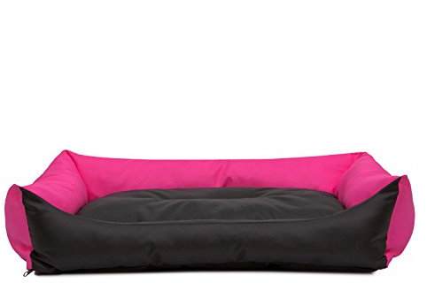Bjird Hundebett - Hundekorb für kleine mittelgroße & große Hunde - Hundekissen - Hundesofa - Bezug abnehmbar und waschbar - Eco - Größe: M - Rosa mit Schwarz