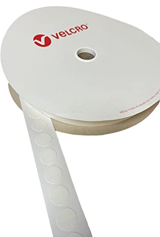 VELCRO® Marca White Stick On Monedas a elección de gancho y bucle de 22 mm, almohadillas adhesivas de doble cara, monedas adhesivas, puntos adhesivos fuertes (50 monedas)