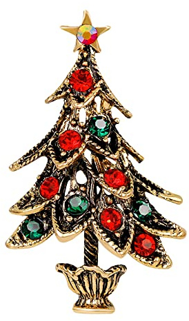 KAREN66 Weihnachtsbaum Broschen für Herren Damen Jungen Mädchen Weihnachten Anstecknadel Kristall-Brosche für Weihnachten Kleidung Dekoration Schmuck (I, One Size)