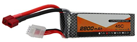 Hztyyier RC Lipo Akku, 2800mAh 11.1V 3S 45C RC Lipo Akku T Typ Roter Stecker für Racing Quadcopter