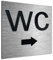 ALÚMADESIGNCO Moderna Toilette WC Freccia destra/Cartello Bagno Direzione - Unisex Adesivi Porta - Cartelli Bagni - Cartellonistica Per Bagno, targhetta uomo donna - 120 x 120 mm