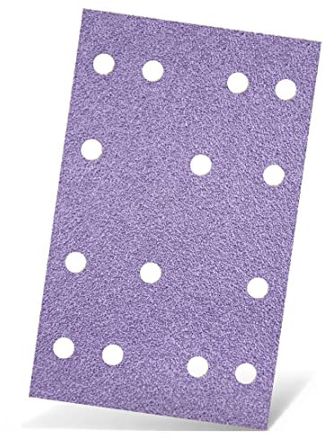 MENZER Purple HD Klett-Schleifblätter, 133 x 80 mm, 14-Loch, f. Schwingschleifer, Keramik-Mix (50 Stk.) K80
