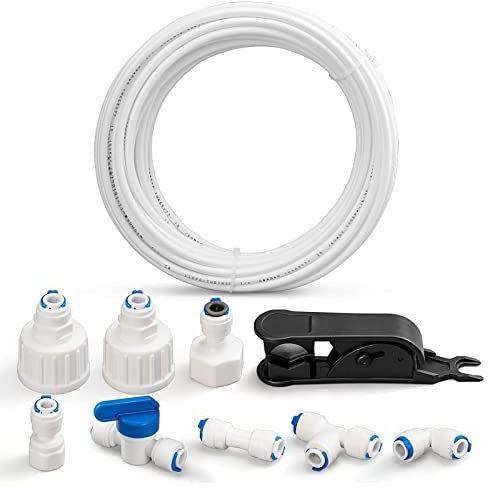 15 m Universal-Wasserversorgungsschlauch,Universal-Verbindungsset ,2 Punkte PE-Rohr Kaffeemaschine Eismaschine Wasserzulauf Zubehör,für Side by Side Kühlschrank, Umkehrosmoseanlage Trinkwasser
