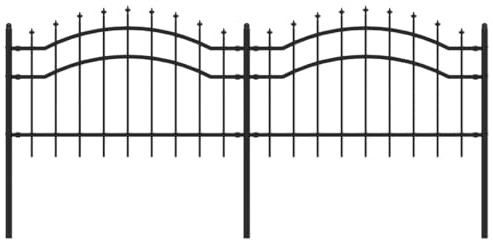 Garden Fence with Spear Top Black 115 cm Powder-coated Steel