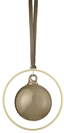 blomus Weihnachtsbaumkugeln 4er Set KITAI | Christbaumkugeln in Farbe Coffee | Ø 8 cm | Tannenbaumkugeln mit Ring aus Eisen in Gold | Christbaumschmuck mit Satinband
