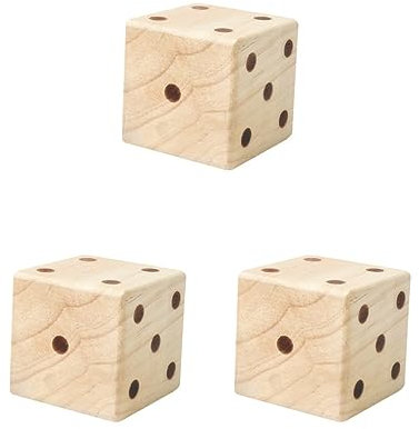 Set di 3 dadi grandi da giardino in legno, 7 cm, bordo liscio, leggeri, per cortile, bambini, famiglia, L, 1 pezzo