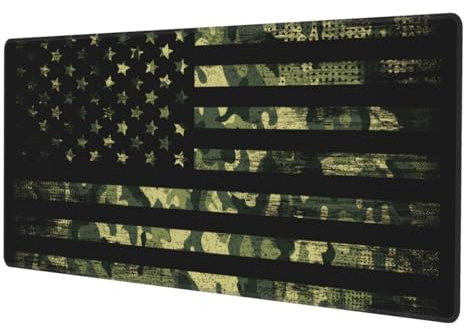 Gaming-Mauspad mit USA-Flagge, XL, rutschfeste Gummiunterseite, genähte Kanten, Schreibtischunterlage 80 x 30 cm