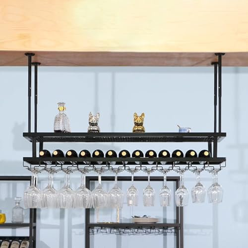 Weinglashalter Aus Metall Weinregal Glashalter Verstellbar Hängende Regale Weinregale Gläserhalterung, Regale Der Decke Blumenständer Große Kapazität Weinflaschenregal Stielgläserregal
