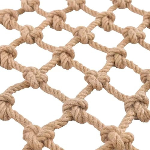 SSWZHANG Natural Rope Netting Jute Netting for Climbing Plants Wall Decorative Isolation Hang Cloth Net Rope Net 8mm Thick Rope 15cm Mesh Spacing Outdoor Swing Treehouse(Size:1 * 1m(3 * 3ft))