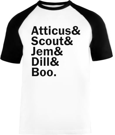 Atticus& Scout& Jem& Dill& Boo Scoop Unisex Baseball T-Shirt Kurze Ärmel Herren Damen Weiß Schwarz