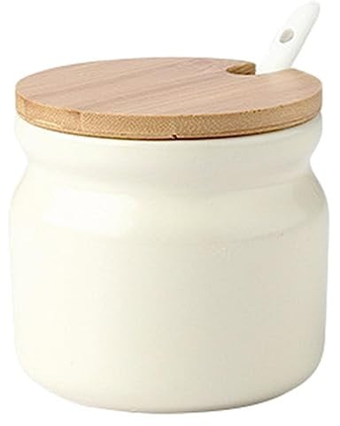 SUNERLORY Sugar Bowl, Ceramic Sugar Bowl with Lid and Spoon Tea Coffee Sugar Pot Salt Storage Jar for Coffee Bar, Restaurant, Home, Kitchen