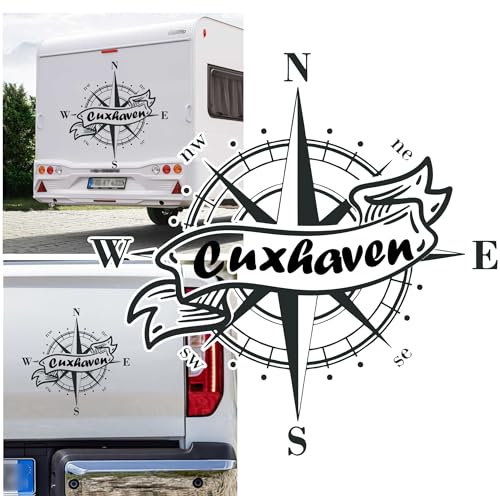 Rakelfix Kompass Cuxhaven Aufkleber Sticker Nordsee Inseln Hallig Küste Urlaub Autoaufkleber Wohnwagen Auto Wohnmobil