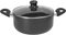 Cacerola alta con tapa de cristal y asas de mango SOFT TOUCH, 18/20/24 cm, apta para todo tipo de cocinas incluida inducción y horno, Color Negro (18CM)