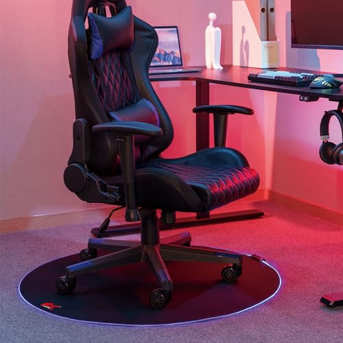 NanoRS RS171 Alfombrilla para Silla de Juegos con Retroiluminación RGB, Diámetro: 100 cm, Protección del Suelo, Alfombrilla Protectora para el Suelo, Almohadilla para Silla de Oficina